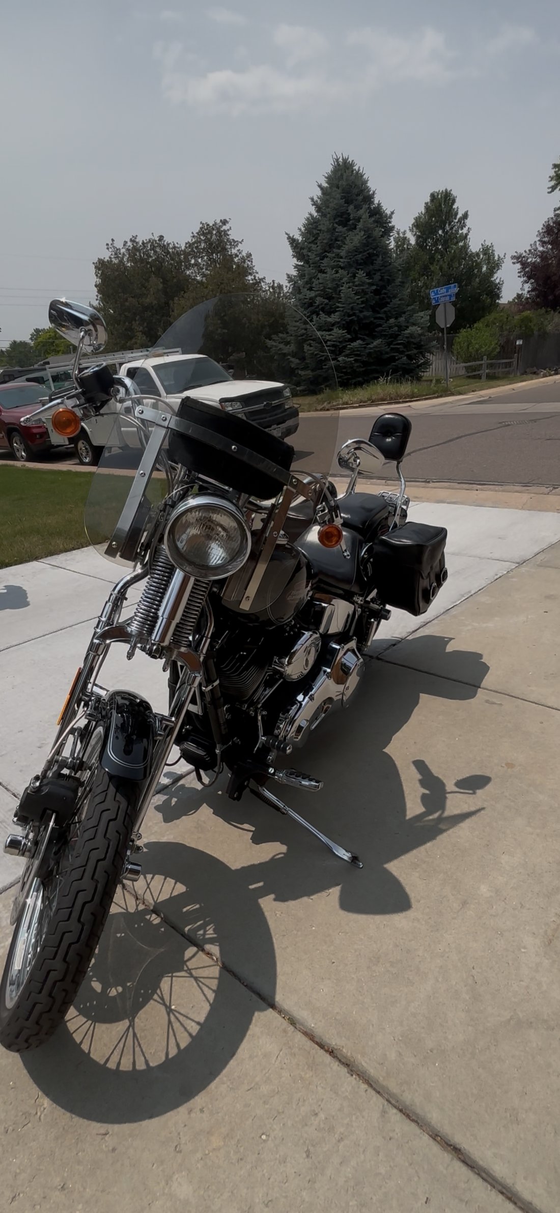 Black Harley Springer headlight view