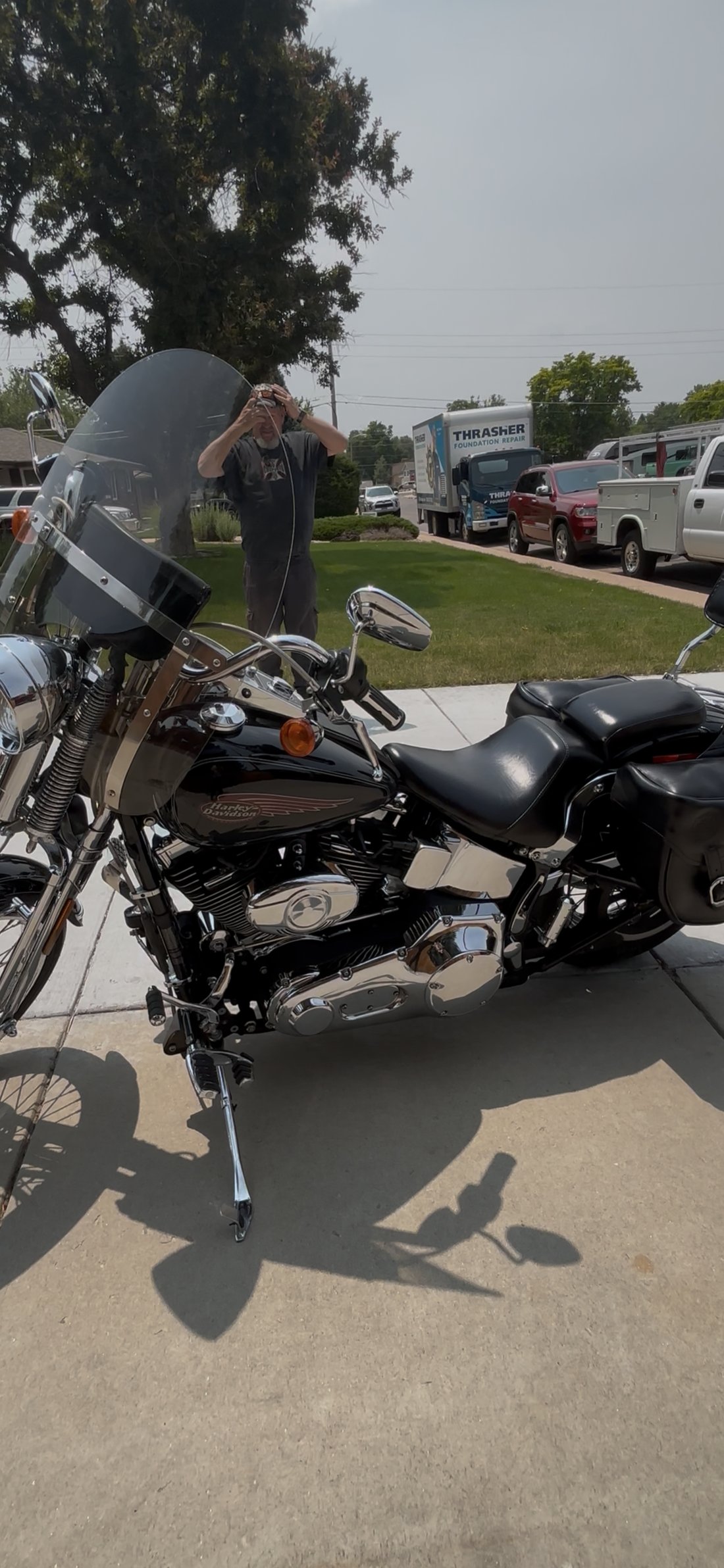 Black Harley Springer front view