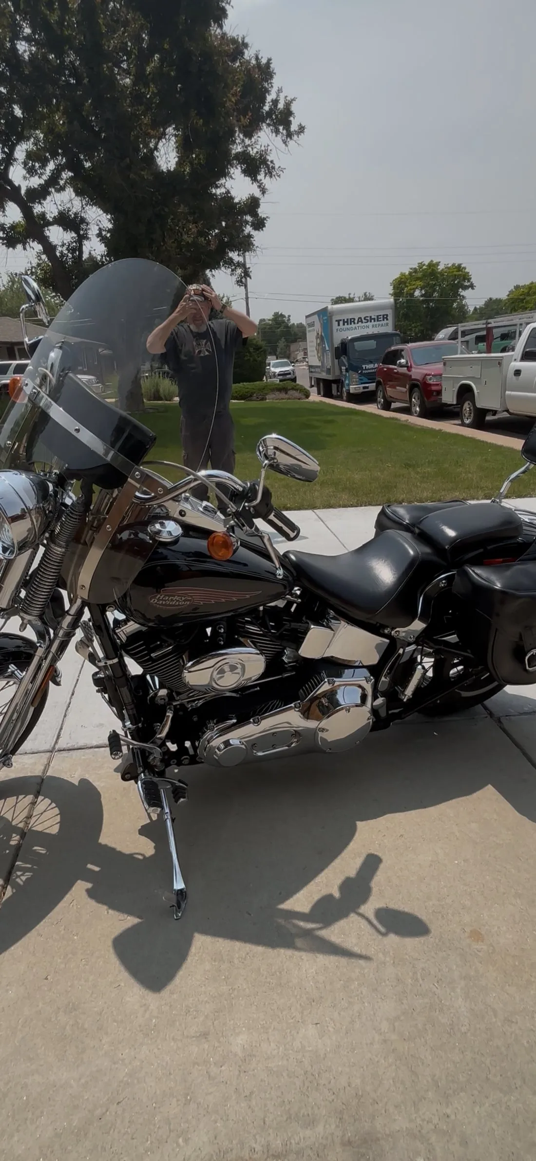 Black Harley Springer front view