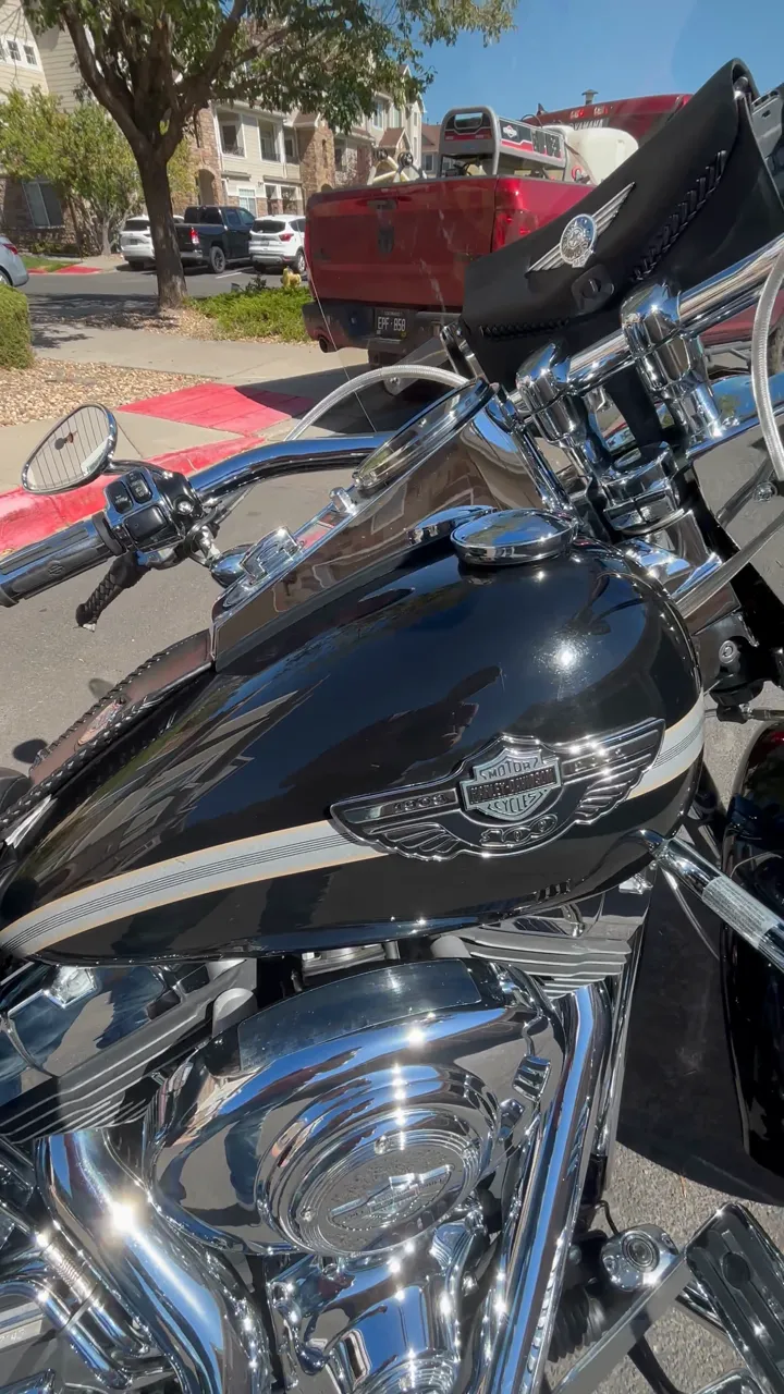 Harley-Davidson tank, engine and chrome after full detail and chrome polish