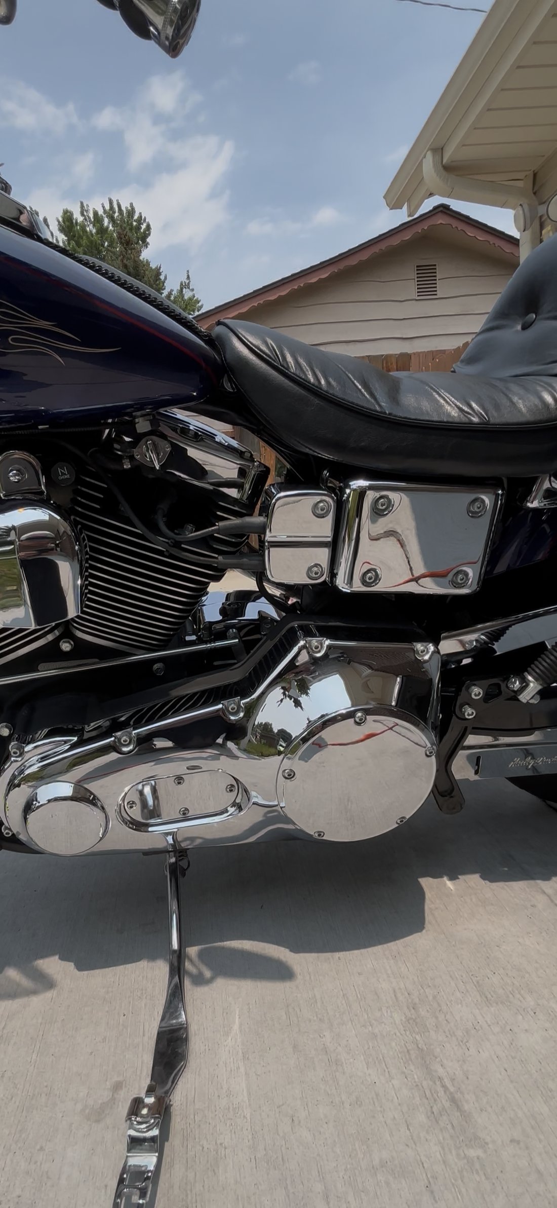 Harley engine and chrome close-up