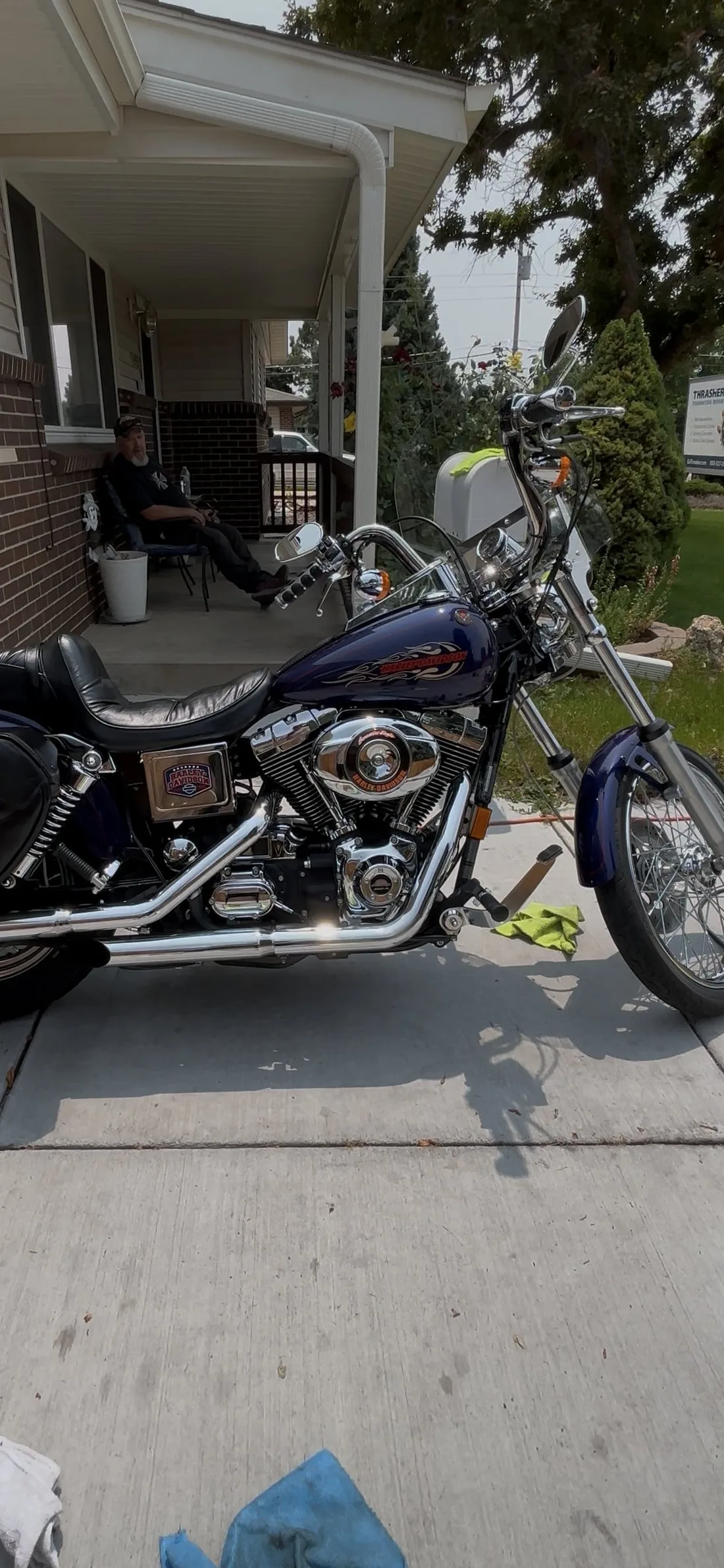 Harley front three-quarter with owner's porch