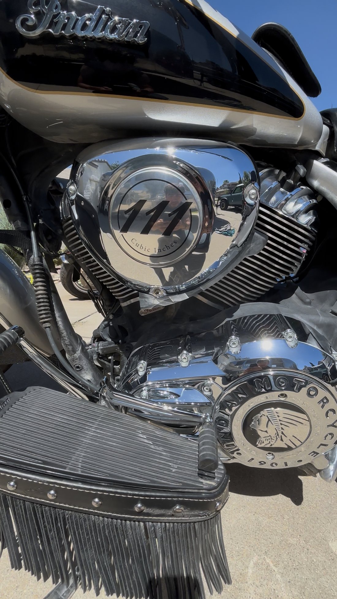 Indian Chief 111 cubic inch engine close-up