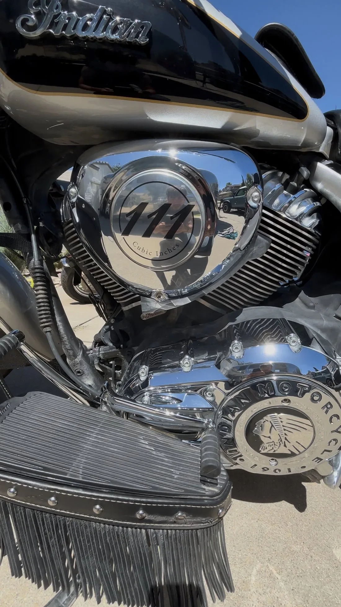 Indian Chief 111 cubic inch engine close-up