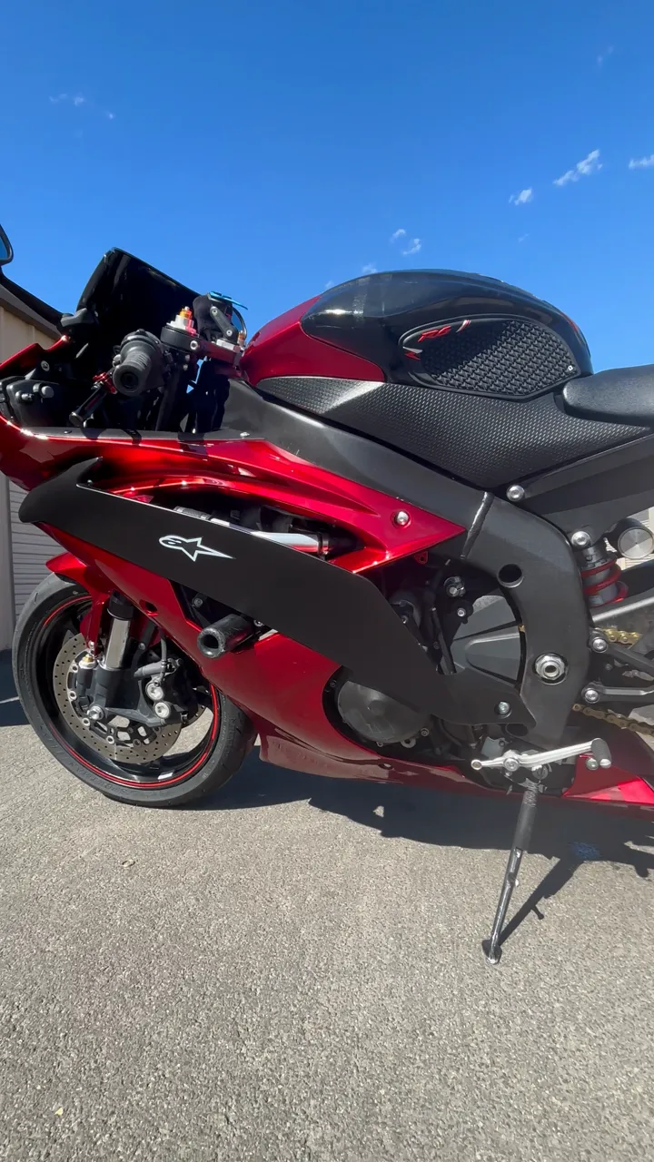 Red and black sport bike after a full motorcycle detail